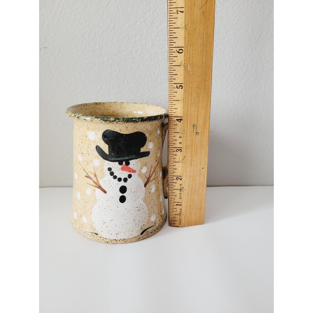 Vintage Snowman Speckled Stoneware Coffee Cup Mug Three Rivers Pottery 1991 - Picture 16 of 16